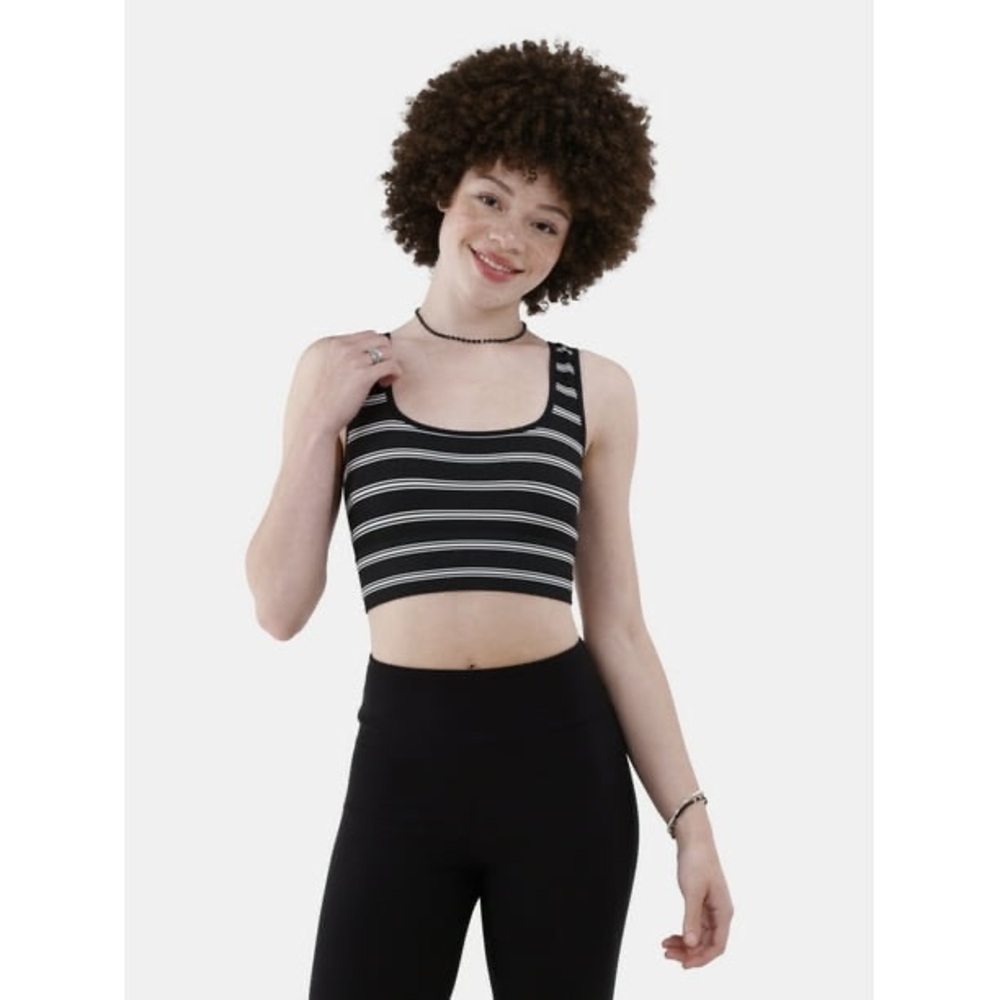 No Boundaries Black and White Striped Tank Top